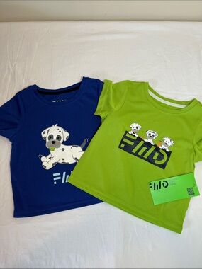 2T Blue & Lime Dalmatian Graphic Athletic Tees